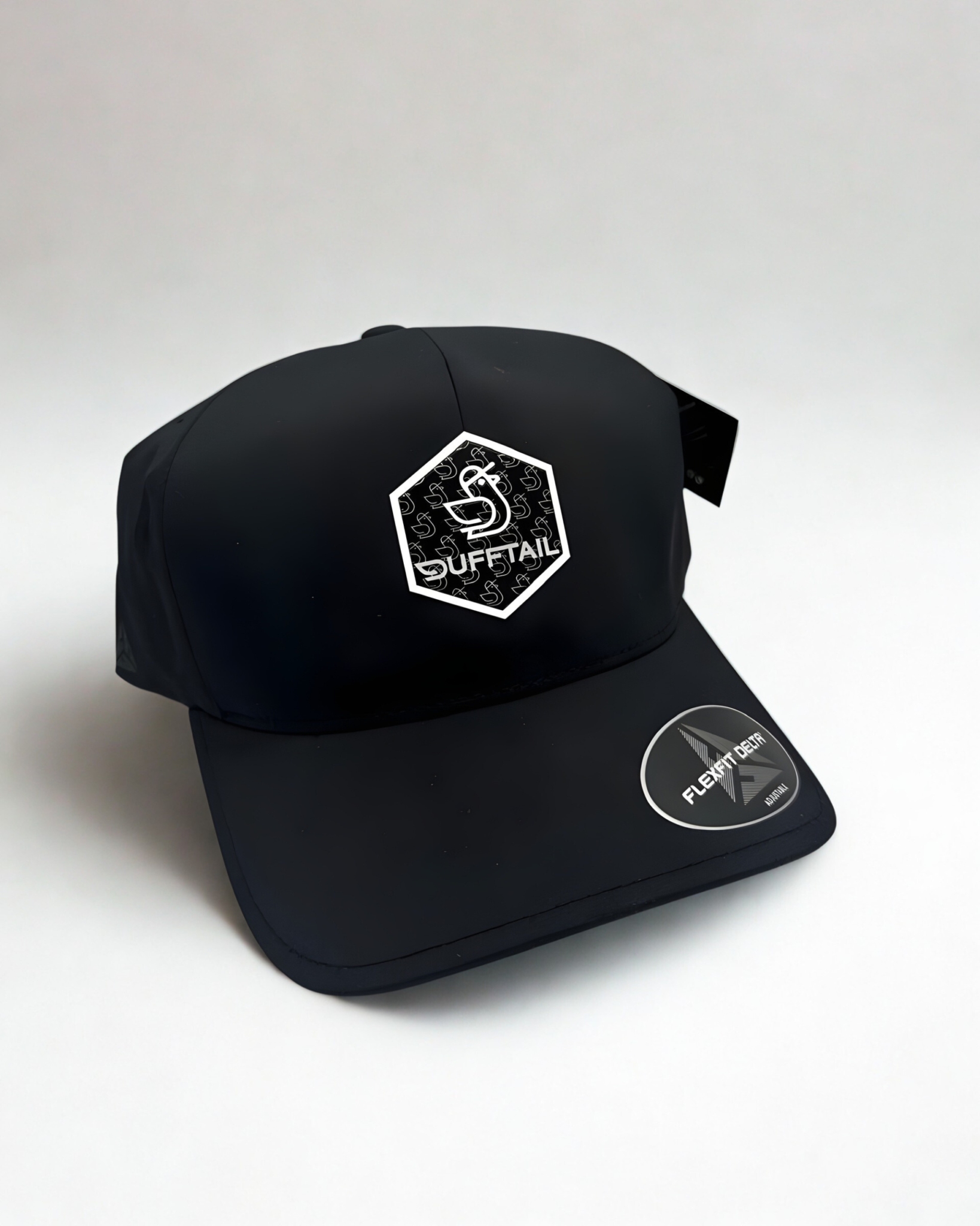 Premium Icon Black Cap - 3D Hexagon Badge - Dufftail