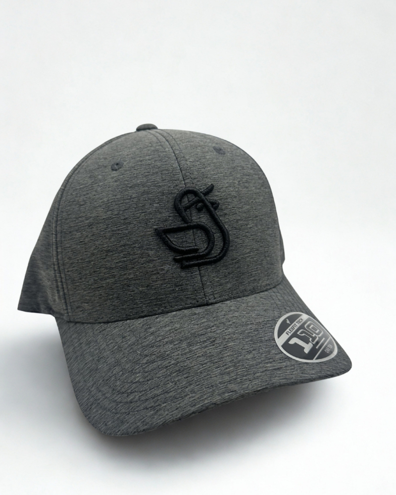 Premium 110 Icon Grey Cap – Black Logo - Dufftail