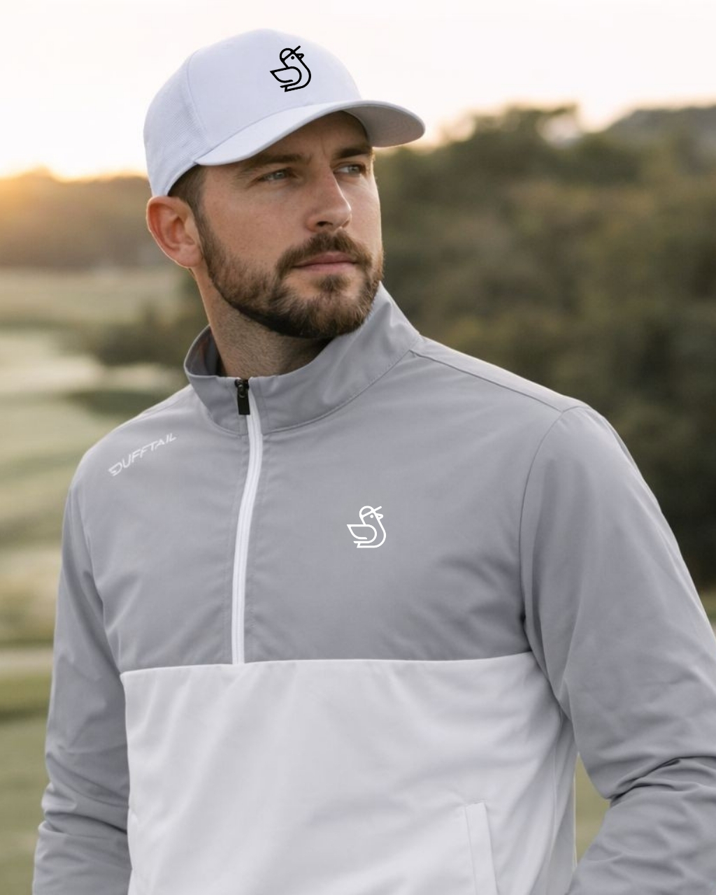 Lightweight Grey and White 1/4 Zip Jacket